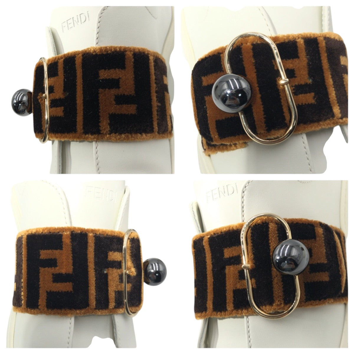 15926
FENDI フェンディ ズッカ柄 ホワイト ブラウン レザー 8E スニーカー 靴 シューズ  レディース ABP22