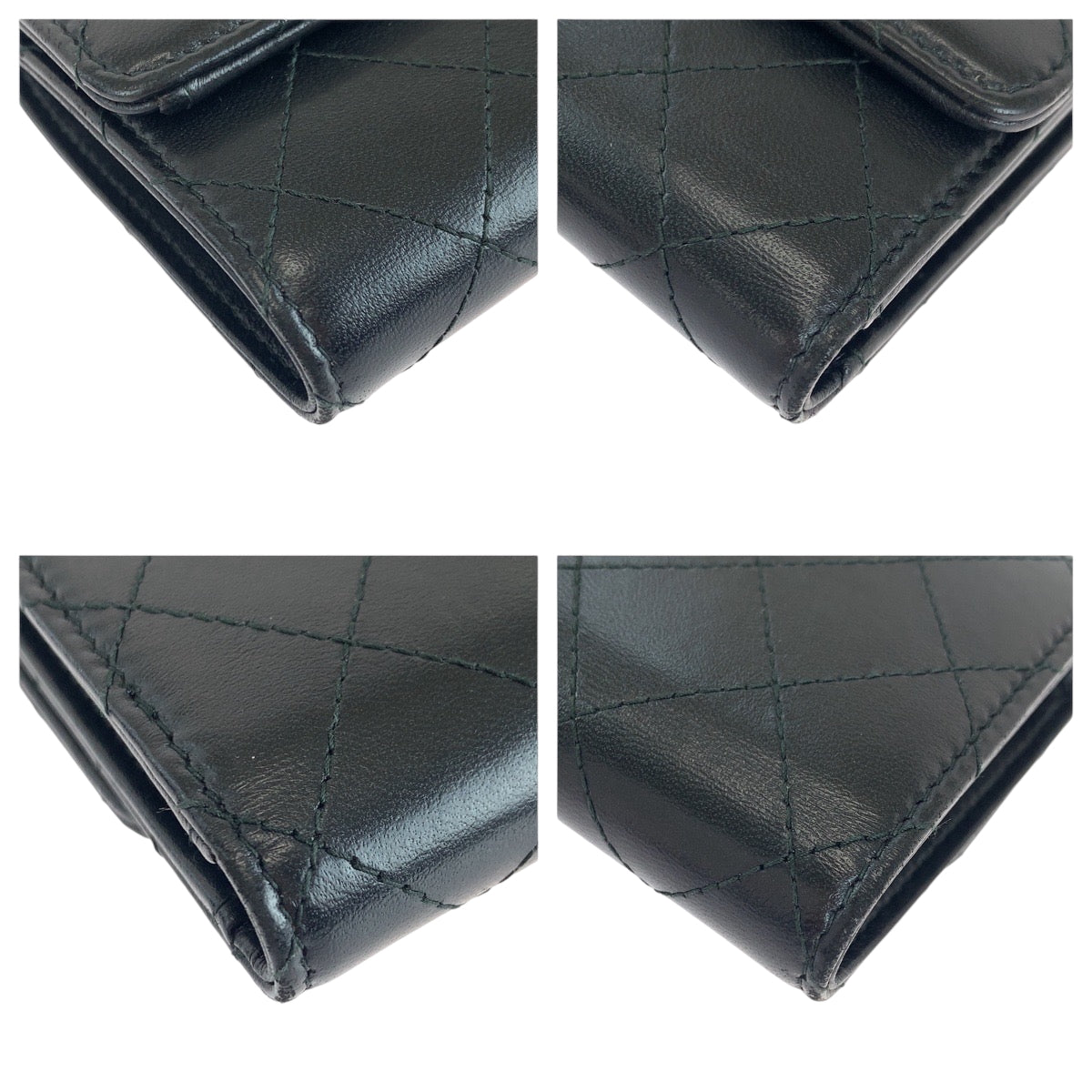 15927
CHANEL シャネル マトラッセ ココマーク ブラック 黒 ゴールド金具 ラムスキン 折財布 コンパクトウォレット  レディース