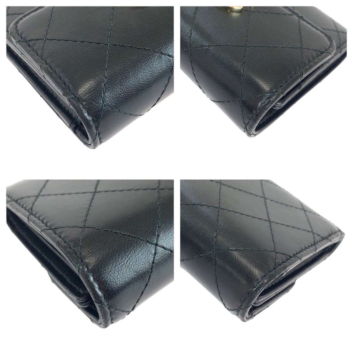 15927
CHANEL シャネル マトラッセ ココマーク ブラック 黒 ゴールド金具 ラムスキン 折財布 コンパクトウォレット  レディース