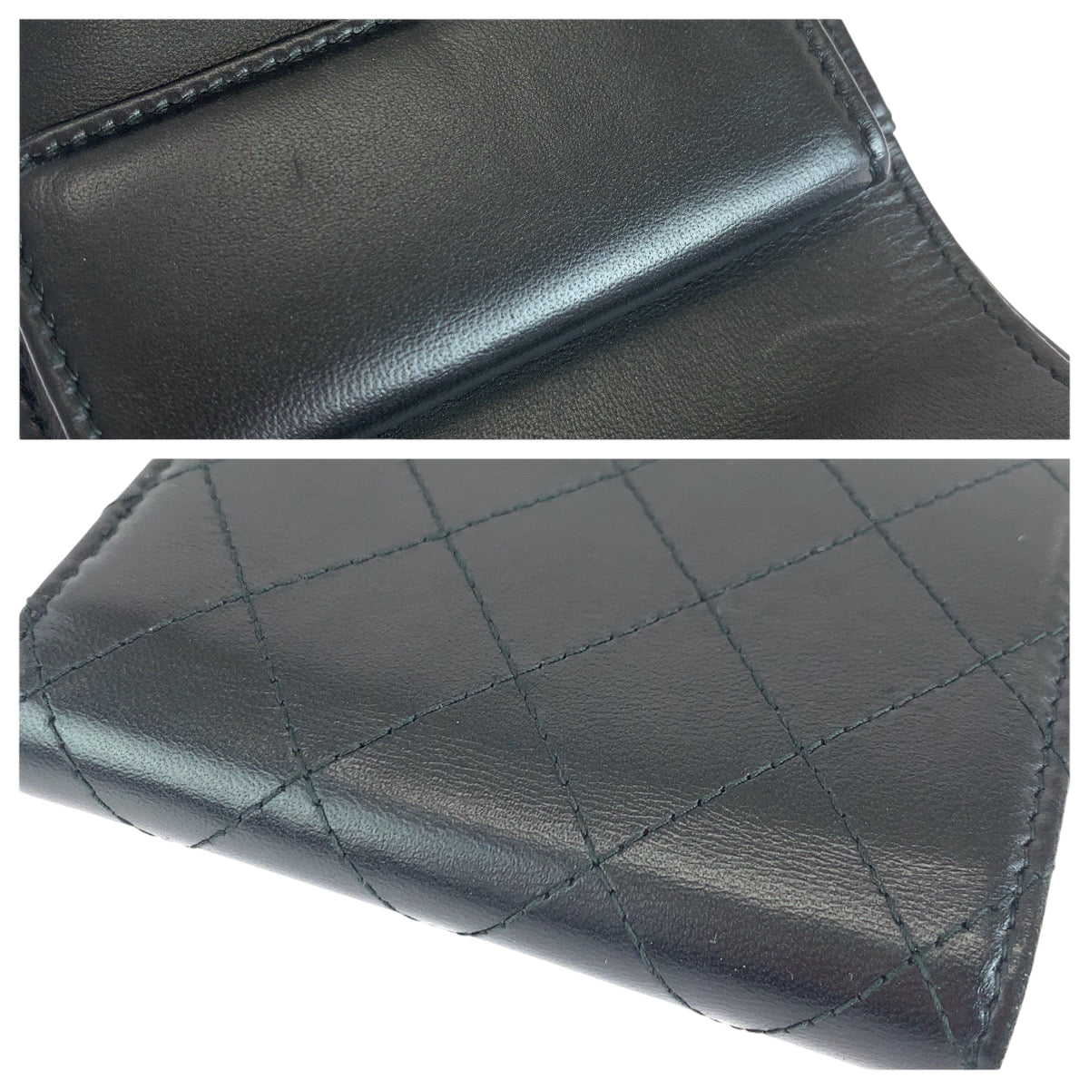 15927
CHANEL シャネル マトラッセ ココマーク ブラック 黒 ゴールド金具 ラムスキン 折財布 コンパクトウォレット  レディース