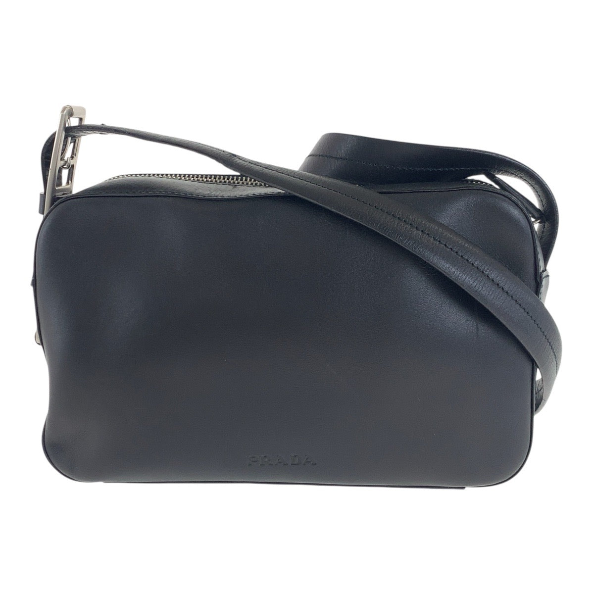 15929
PRADA プラダ ブラック 黒 シルバー金具 レザー ショルダーバッグ メッセンジャーバッグ レディース ABP