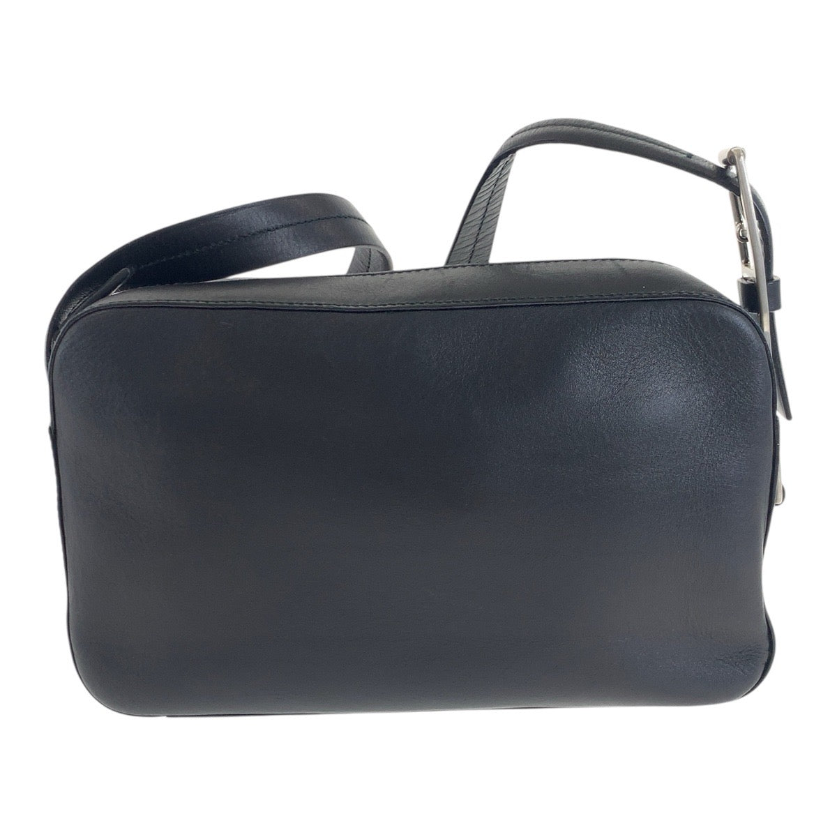 15929
PRADA プラダ ブラック 黒 シルバー金具 レザー ショルダーバッグ メッセンジャーバッグ レディース ABP