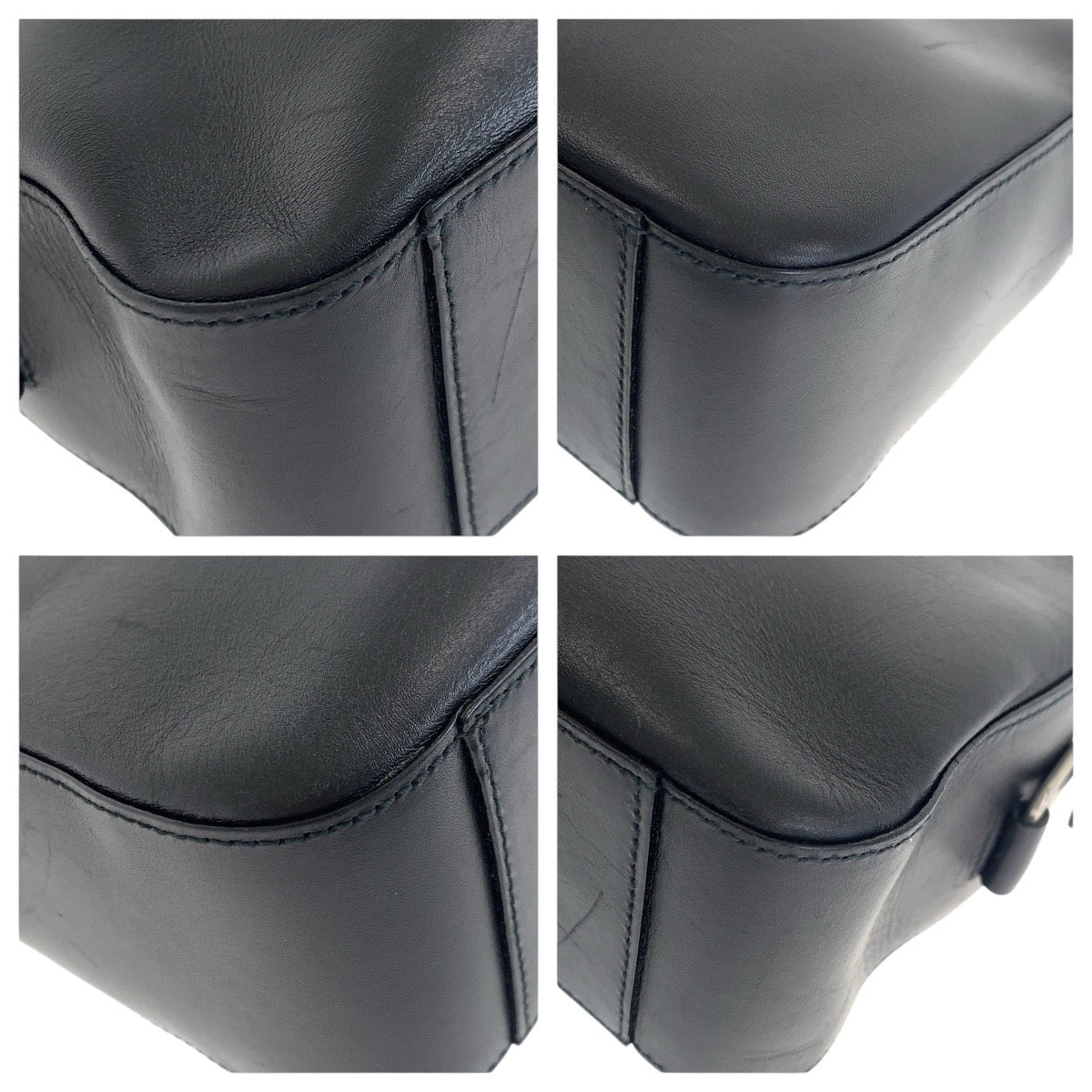 15929
PRADA プラダ ブラック 黒 シルバー金具 レザー ショルダーバッグ メッセンジャーバッグ レディース ABP