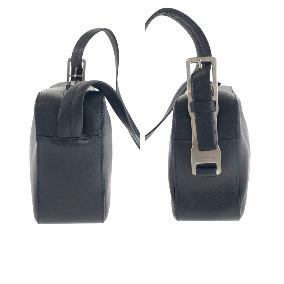 15929
PRADA プラダ ブラック 黒 シルバー金具 レザー ショルダーバッグ メッセンジャーバッグ レディース ABP