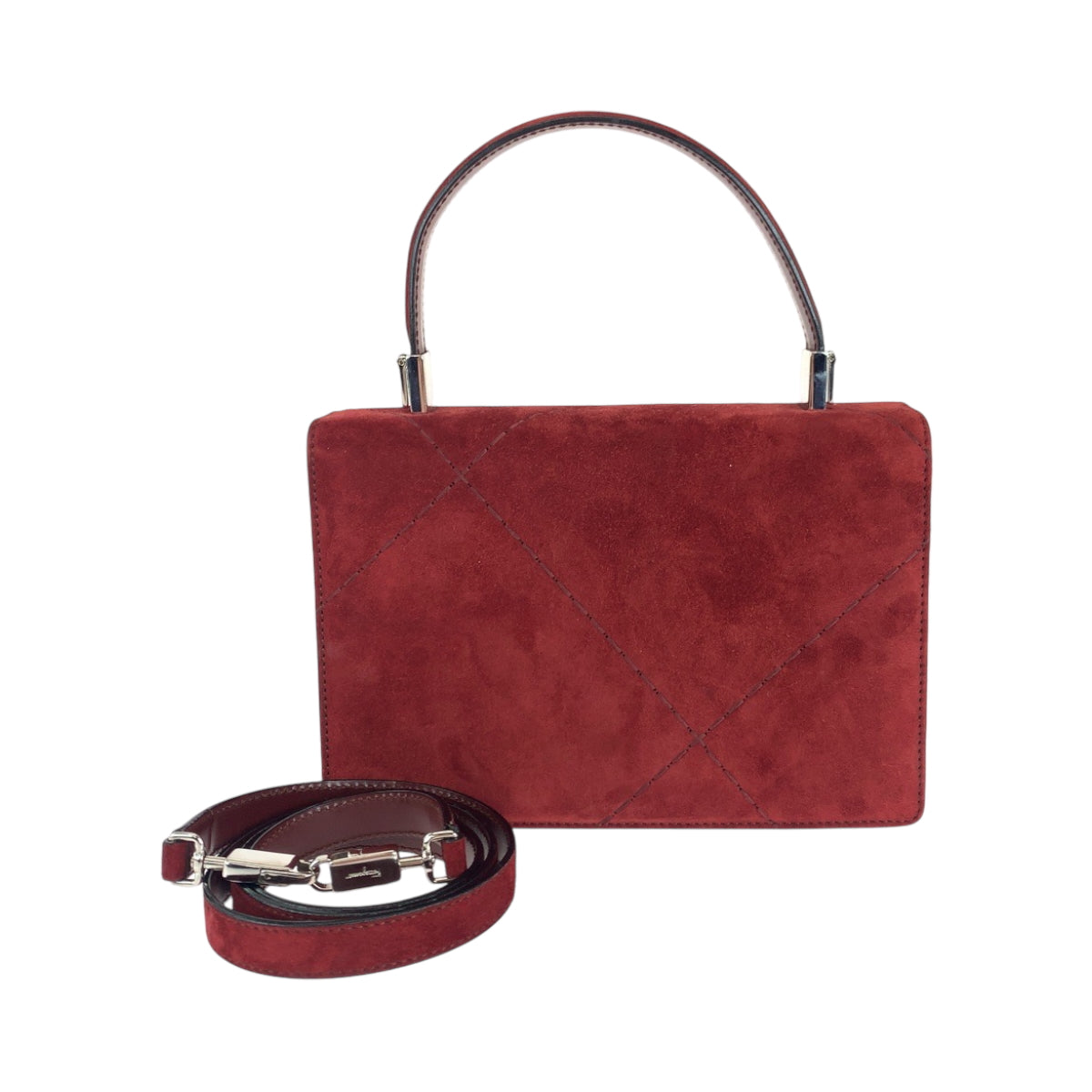 15930
Salvatore Ferragamo サルヴァトーレフェラガモ レッド シルバー金具 スウェード ショルダーバッグ ハンドバッグ 2way  レディース