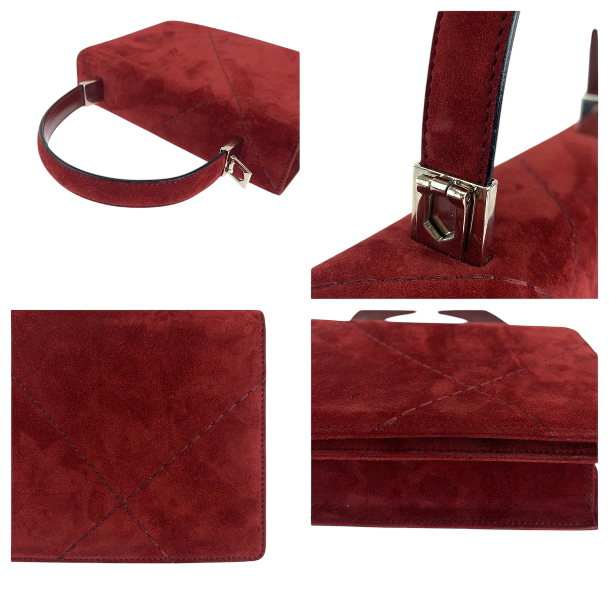15930
Salvatore Ferragamo サルヴァトーレフェラガモ レッド シルバー金具 スウェード ショルダーバッグ ハンドバッグ 2way  レディース