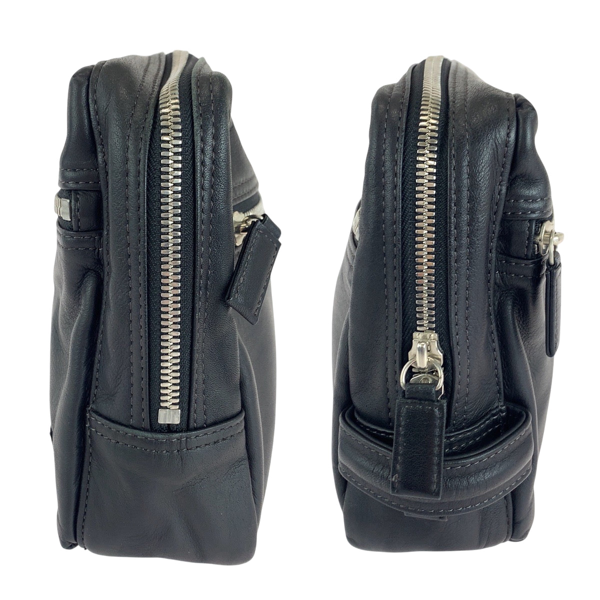 15931
PORTER ポーター ブラック 黒 シルバー金具 レザー セカンドバッグ クラッチバッグ  メンズ