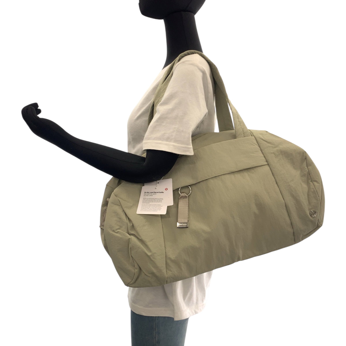 15932
lululemon ルルレモン グレー シルバー金具 ナイロン ショルダーバッグ ボストンバッグ  レディース