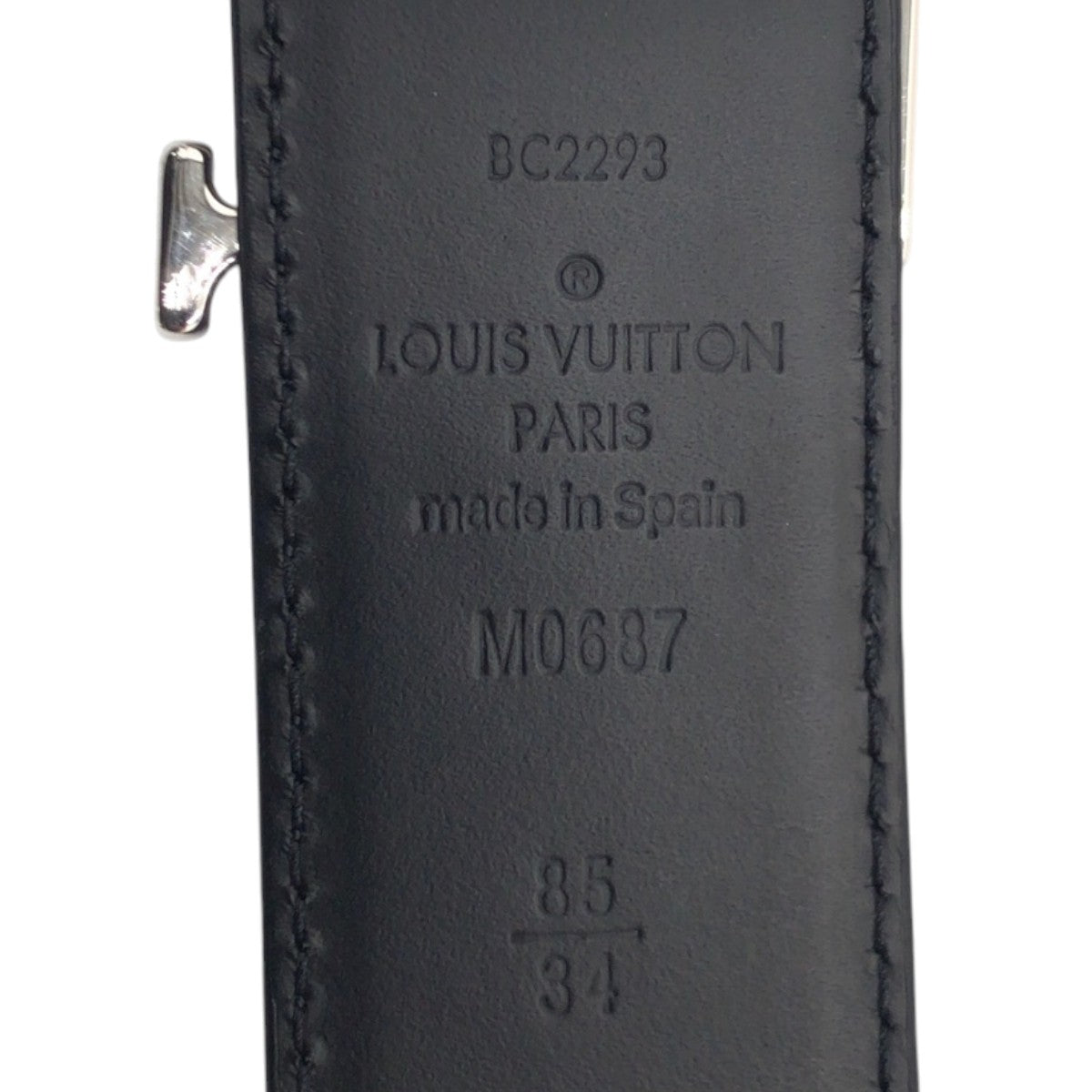 15937
LOUIS VUITTON ルイヴィトン LV スカイライン ブラック 黒 シルバー レザー / メタル M0687 ベルト 男女兼用  メンズ