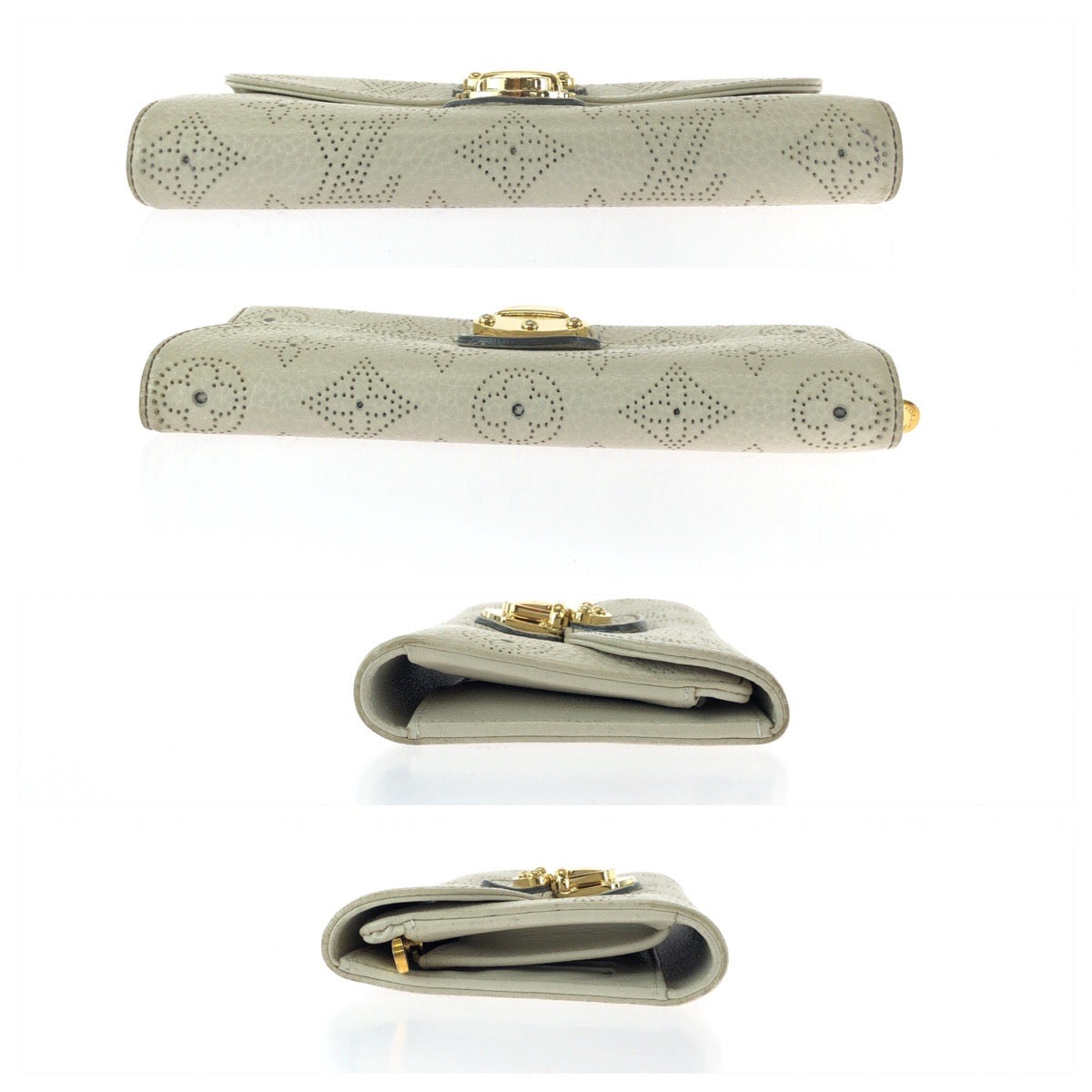 15938
LOUIS VUITTON ルイヴィトン モノグラム マヒナ ポルトフォイユ アメリア アイボリー ゴールド金具 レザー M58132 長財布 ロングウォレット  レディース