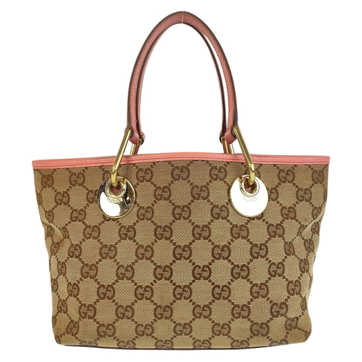 15940
GUCCI グッチ ベージュ ピンク ゴールド金具 GGキャンバス / レザー 120844 トートバッグ ハンドバッグ  レディース