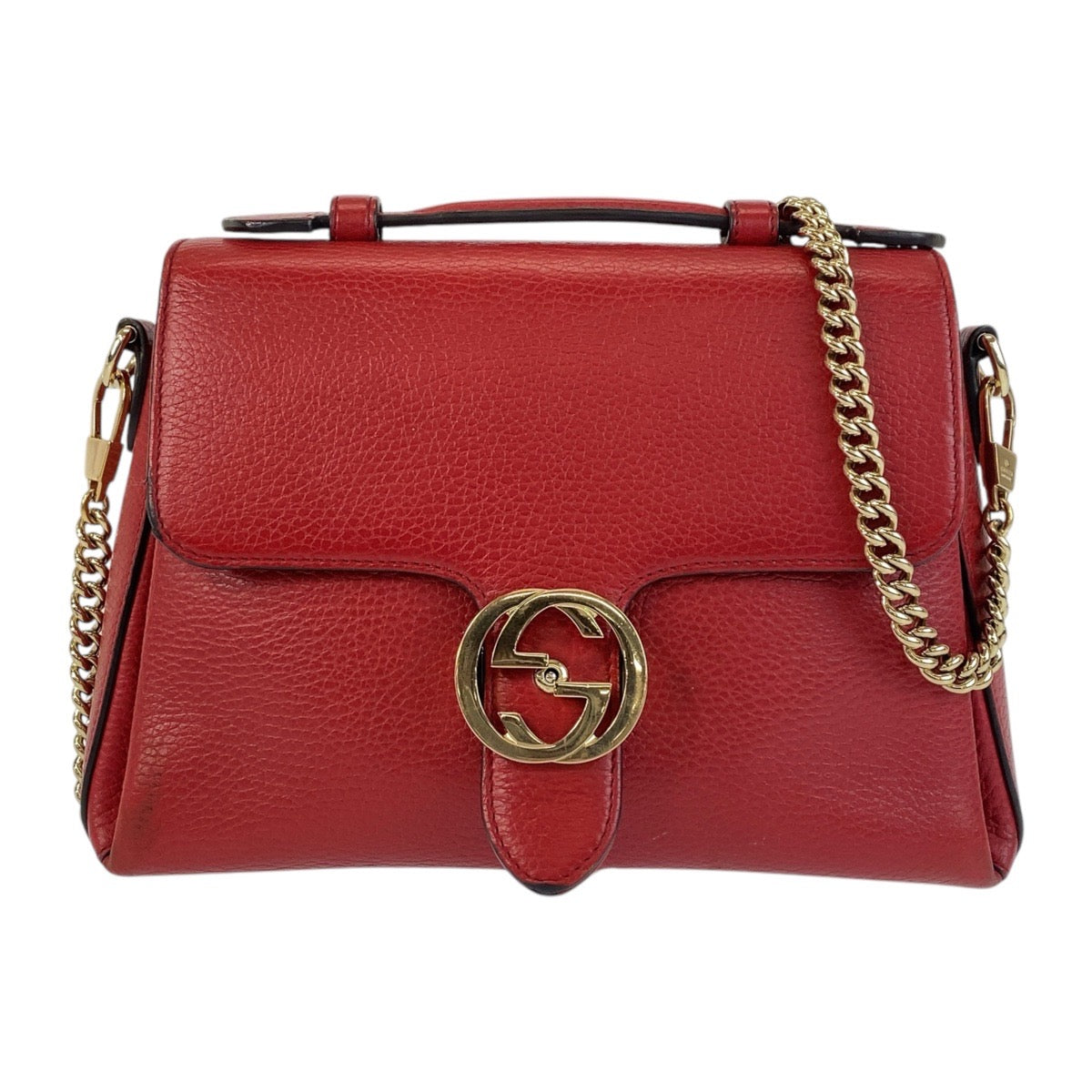 15941
GUCCI グッチ インターロッキング レッド ゴールド金具 レザー 510302 ショルダーバッグ ハンドバッグ 2way  レディース ABP68
