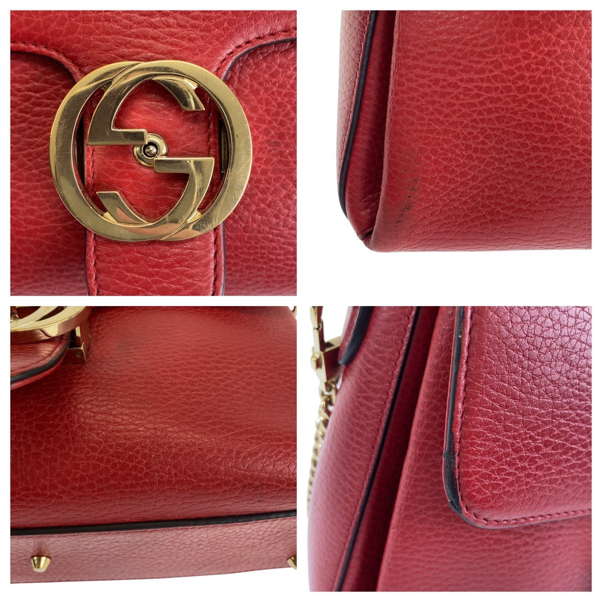 15941
GUCCI グッチ インターロッキング レッド ゴールド金具 レザー 510302 ショルダーバッグ ハンドバッグ 2way  レディース ABP68