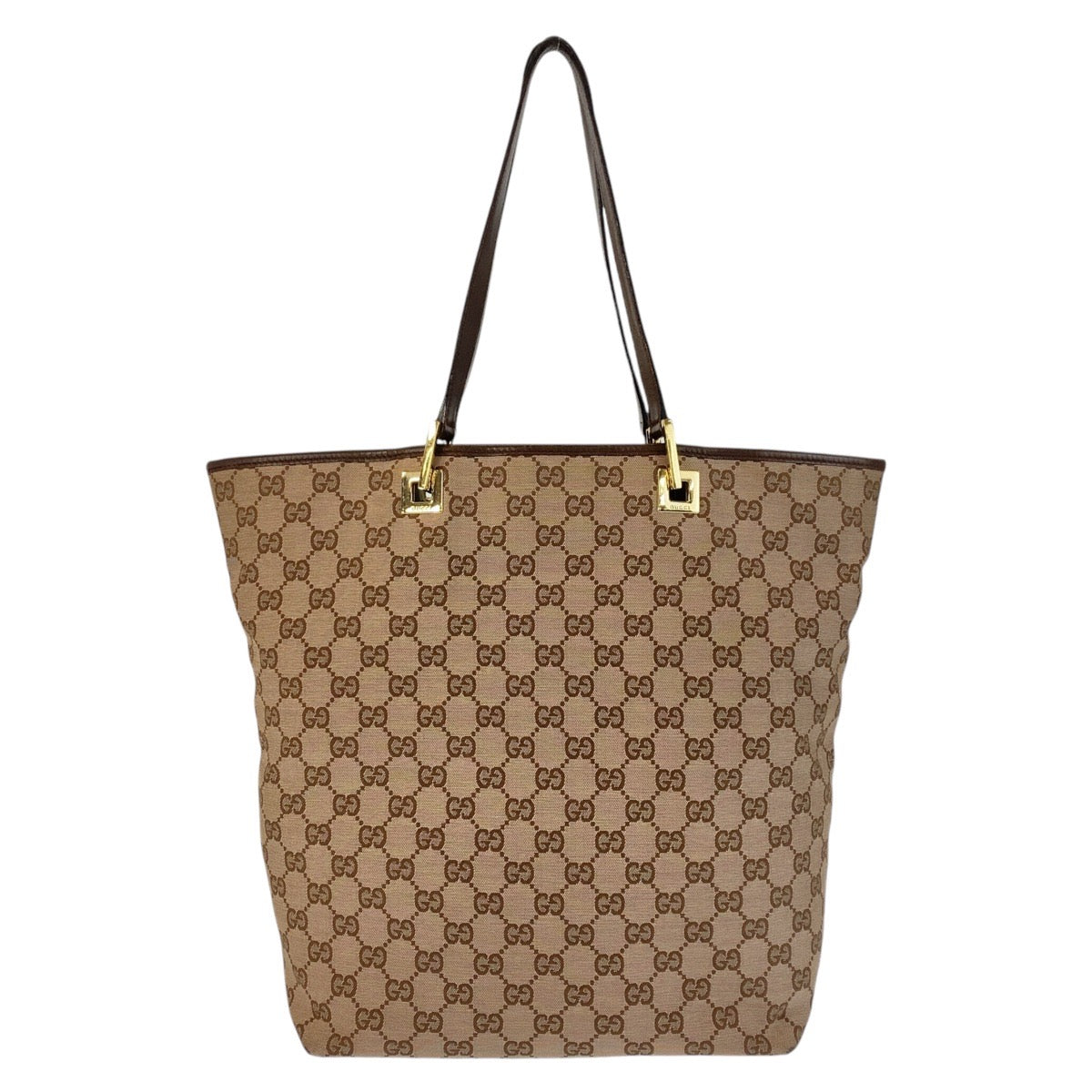 15942
GUCCI グッチ ベージュ ブラウン ゴールド金具 GGキャンバス / レザー 002 1098 トートバッグ ショルダーバッグ  レディース