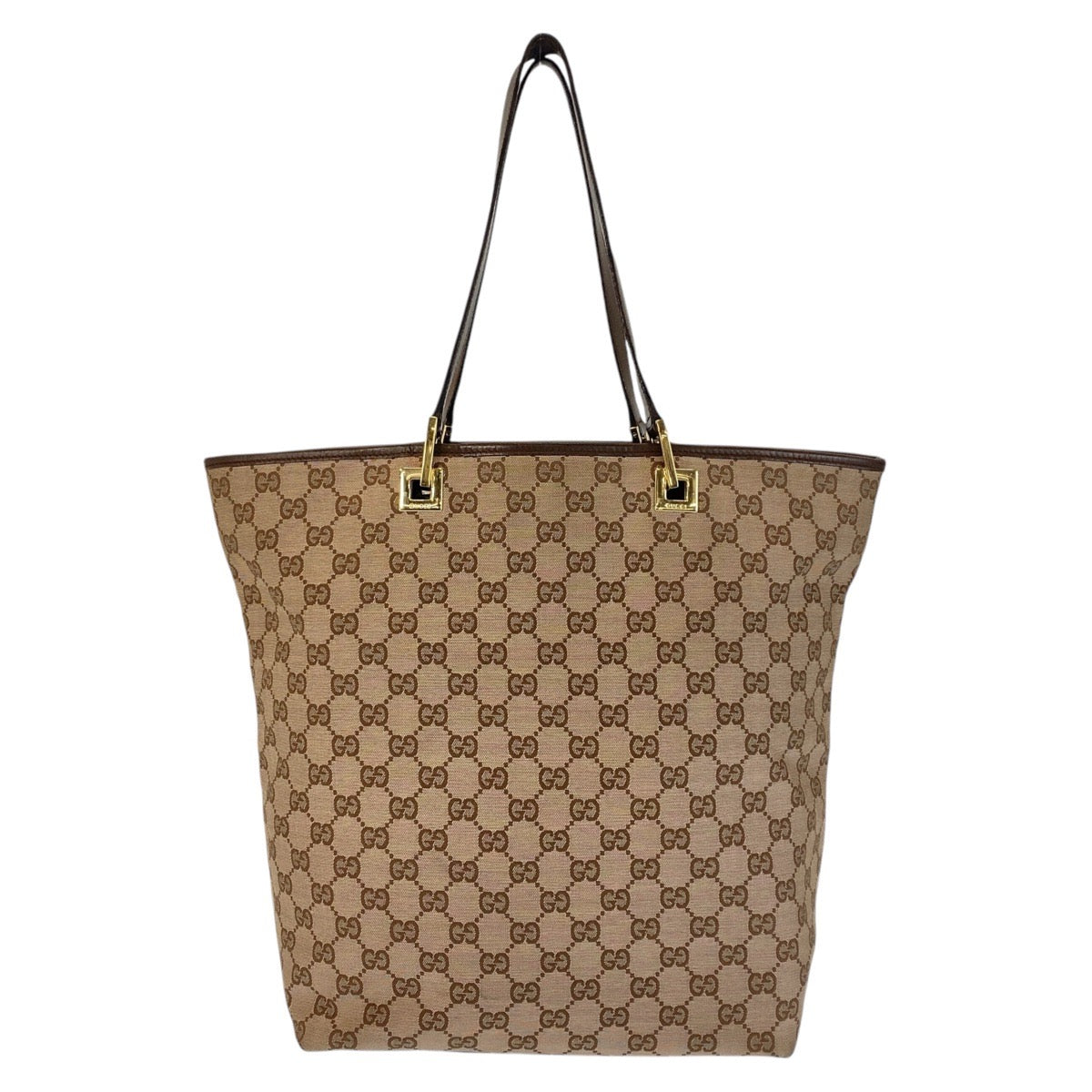 15942
GUCCI グッチ ベージュ ブラウン ゴールド金具 GGキャンバス / レザー 002 1098 トートバッグ ショルダーバッグ  レディース