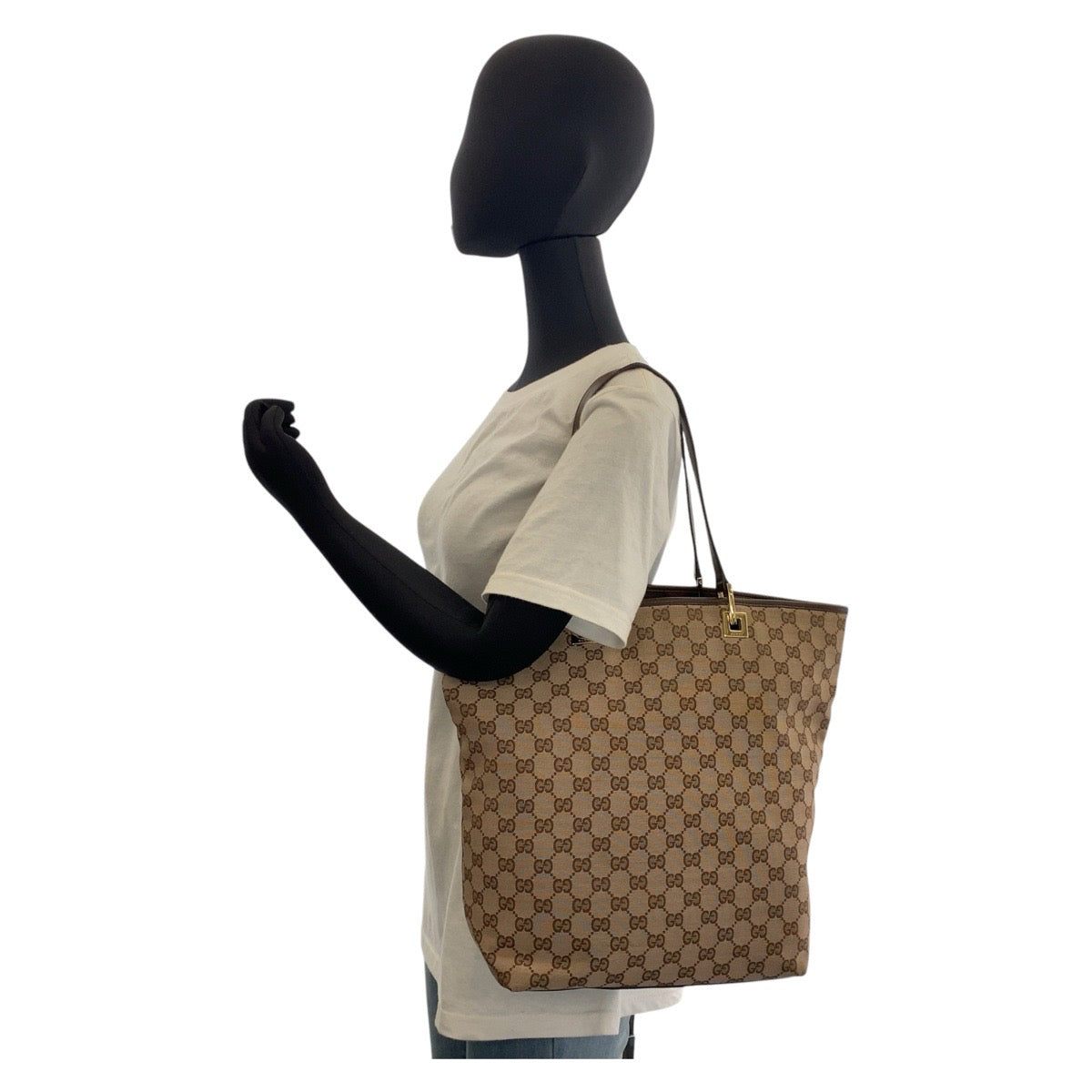 15942
GUCCI グッチ ベージュ ブラウン ゴールド金具 GGキャンバス / レザー 002 1098 トートバッグ ショルダーバッグ  レディース