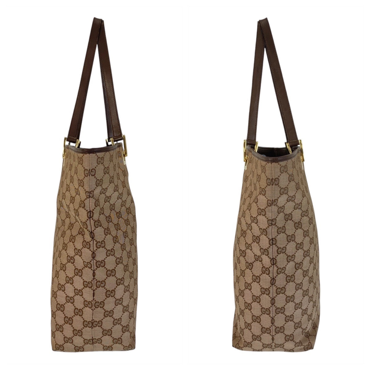 15942
GUCCI グッチ ベージュ ブラウン ゴールド金具 GGキャンバス / レザー 002 1098 トートバッグ ショルダーバッグ  レディース