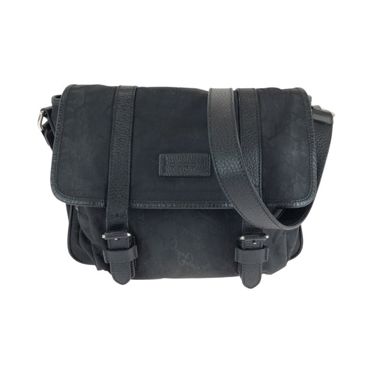 15944
GUCCI グッチ ブラック 黒 シルバー金具 ナイロン / レザー 510335 ショルダーバッグ ポシェット 男女兼用  メンズ ABP46