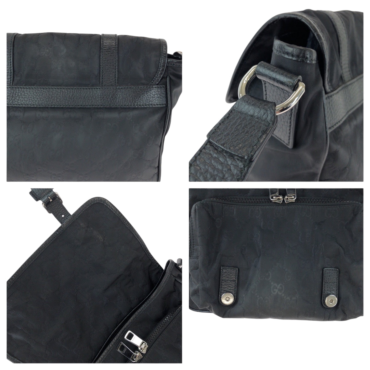 15944
GUCCI グッチ ブラック 黒 シルバー金具 ナイロン / レザー 510335 ショルダーバッグ ポシェット 男女兼用  メンズ ABP46
