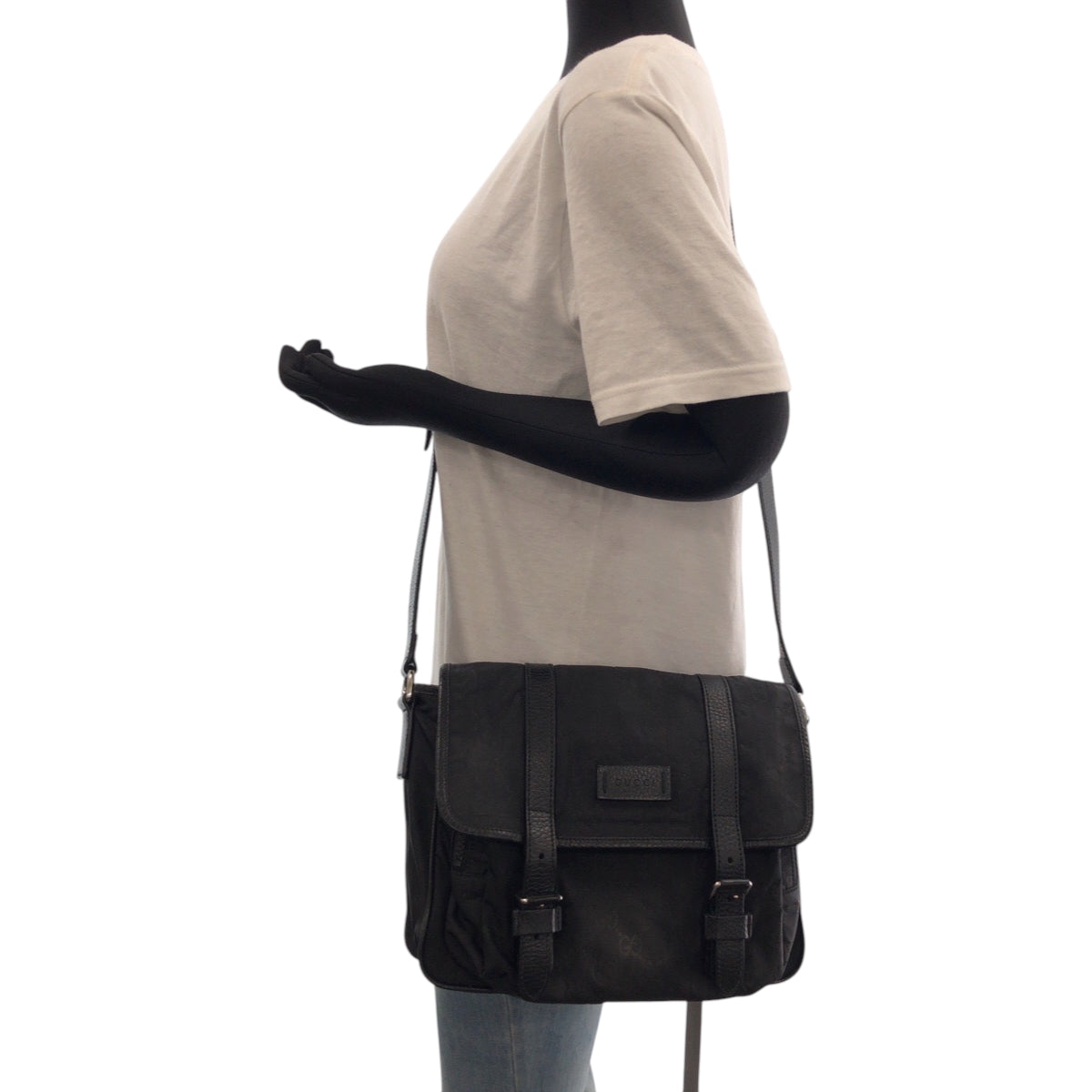 15944
GUCCI グッチ ブラック 黒 シルバー金具 ナイロン / レザー 510335 ショルダーバッグ ポシェット 男女兼用  メンズ ABP46