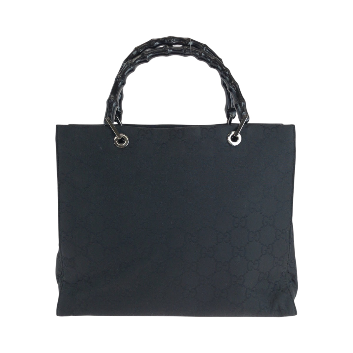 15946
GUCCI グッチ バンブー ブラック 黒 シルバー金具 ナイロン 002 1010 トートバッグ ハンドバッグ  レディース