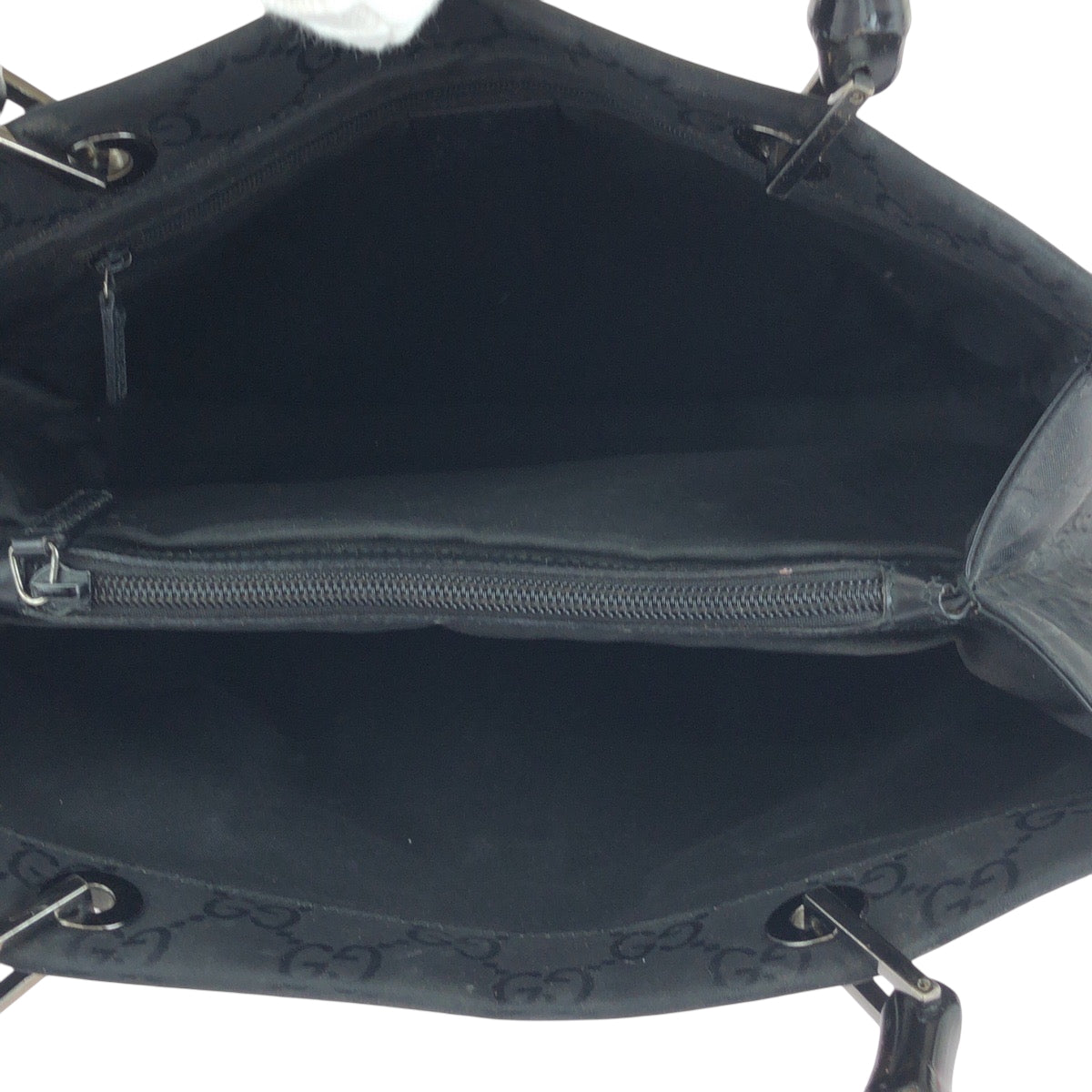 15946
GUCCI グッチ バンブー ブラック 黒 シルバー金具 ナイロン 002 1010 トートバッグ ハンドバッグ  レディース