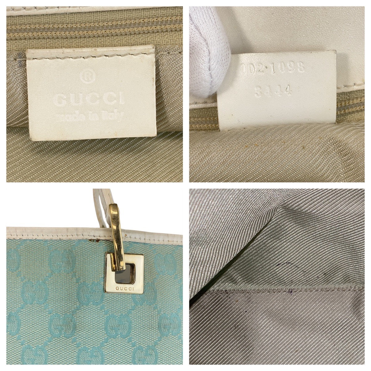 15948
GUCCI グッチ ミントグリーン ゴールド金具 GGキャンバス / レザー 002 1098 トートバッグ ショルダーバッグ  レディース