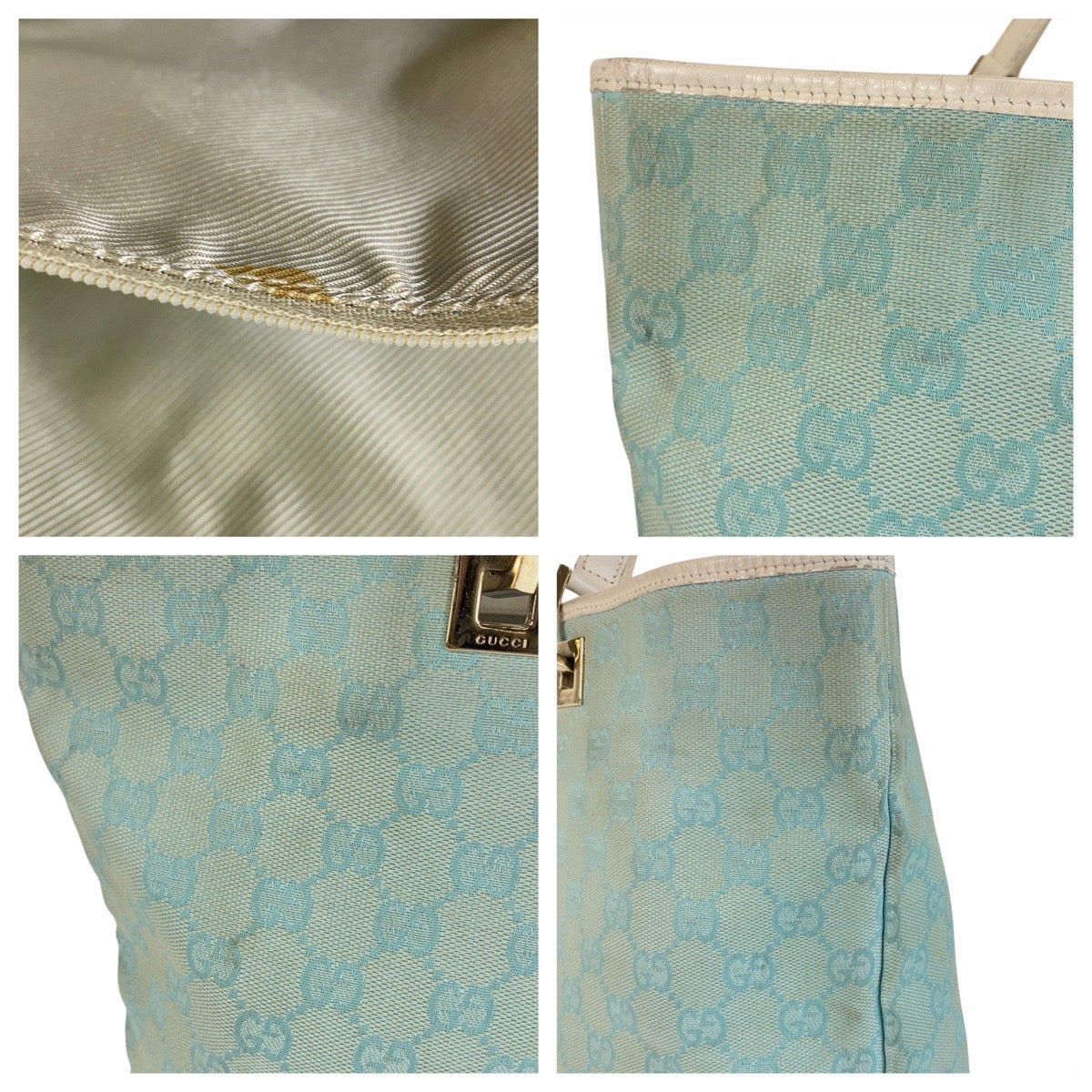 15948
GUCCI グッチ ミントグリーン ゴールド金具 GGキャンバス / レザー 002 1098 トートバッグ ショルダーバッグ  レディース