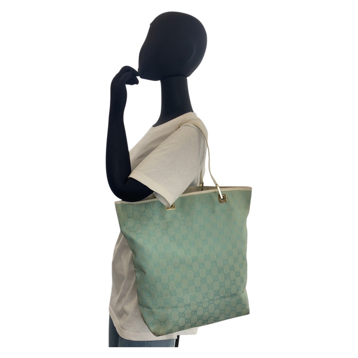 15948
GUCCI グッチ ミントグリーン ゴールド金具 GGキャンバス / レザー 002 1098 トートバッグ ショルダーバッグ  レディース