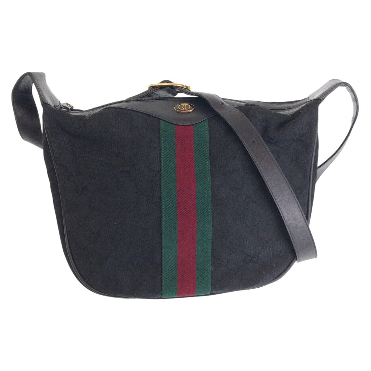15950
GUCCI グッチ ヴィンテージ オールドグッチ シェリーライン ブラック 黒 マルチカラー ゴールド金具 GGキャンバス / レザー 10 2 3840 斜め掛け ショルダーバッグ  レディース AB45