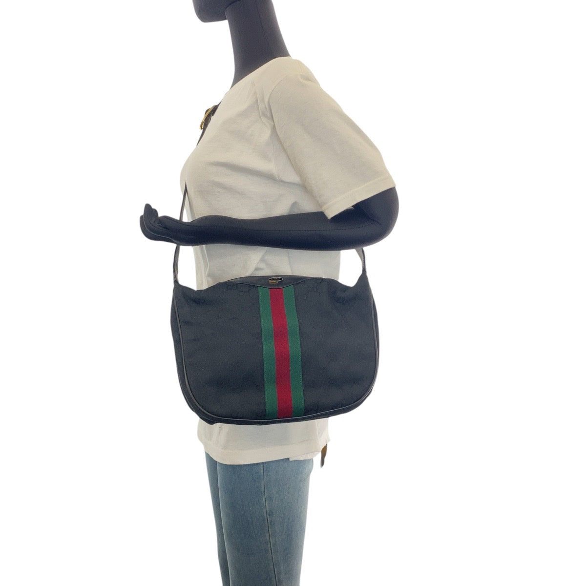 15950
GUCCI グッチ ヴィンテージ オールドグッチ シェリーライン ブラック 黒 マルチカラー ゴールド金具 GGキャンバス / レザー 10 2 3840 斜め掛け ショルダーバッグ  レディース AB45