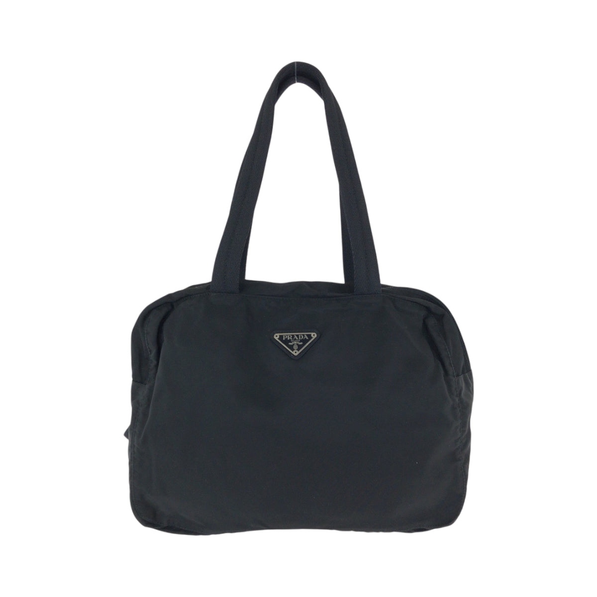 15951
PRADA プラダ テスート 三角ロゴプレート ブラック 黒 シルバー金具 ナイロン ハンドバッグ トートバッグ  レディース