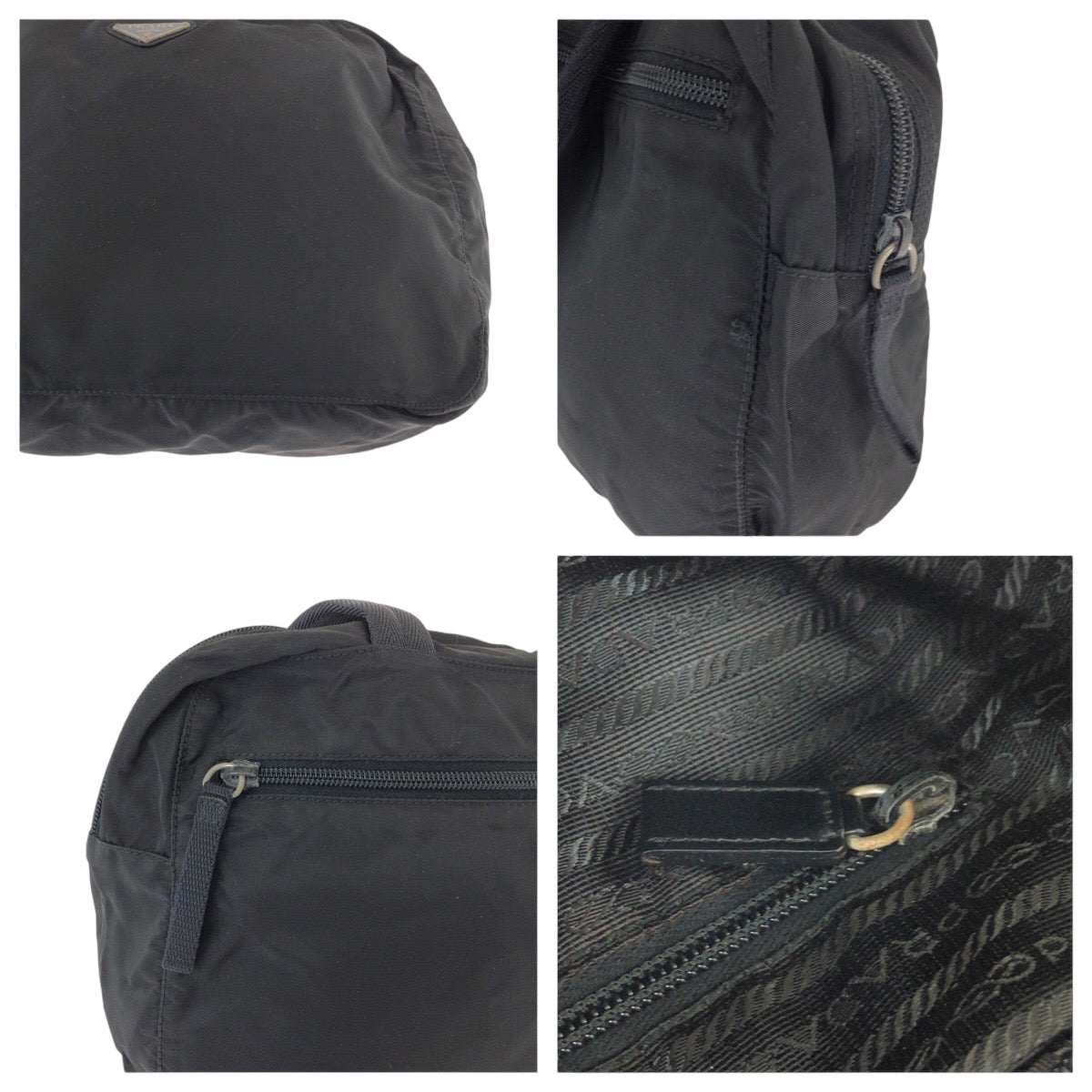 15951
PRADA プラダ テスート 三角ロゴプレート ブラック 黒 シルバー金具 ナイロン ハンドバッグ トートバッグ  レディース