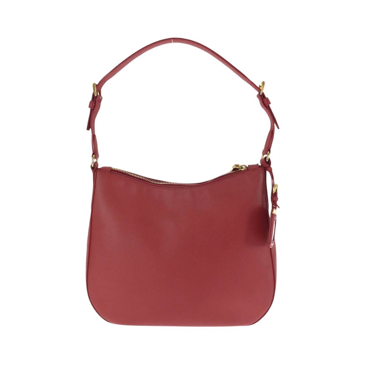 15952
 PRADA Prada Saffiano Hobo Red Gold Hardware Leather One Shoulder Bag for Women