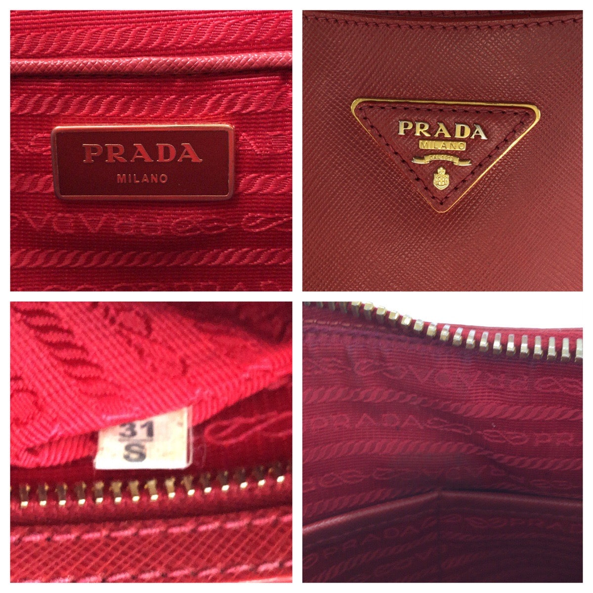 15952
PRADA プラダ サフィアーノ ホーボー レッド ゴールド金具 レザー ワンショルダーバッグ レディース ABP62