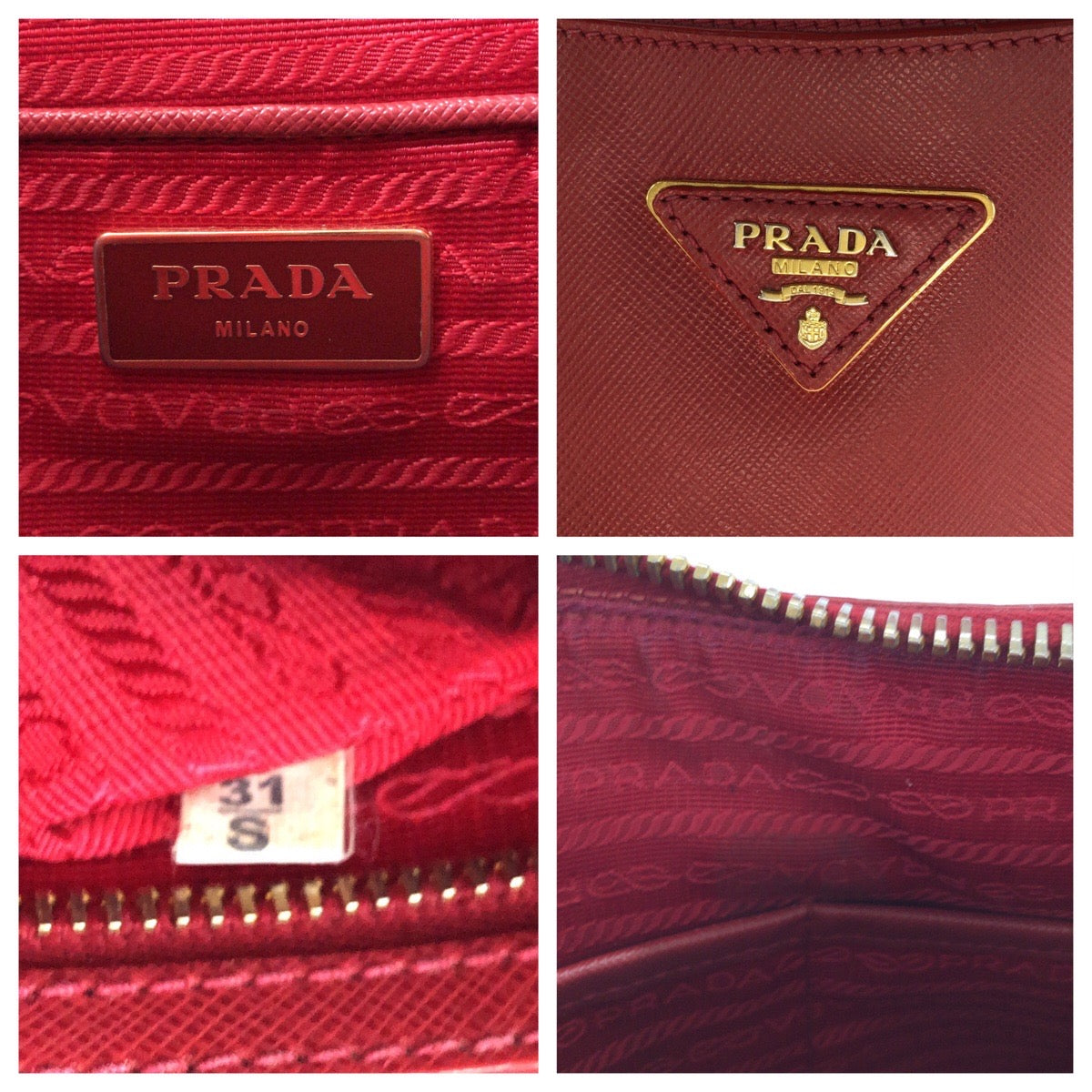 15952
 PRADA Prada Saffiano Hobo Red Gold Hardware Leather One Shoulder Bag for Women