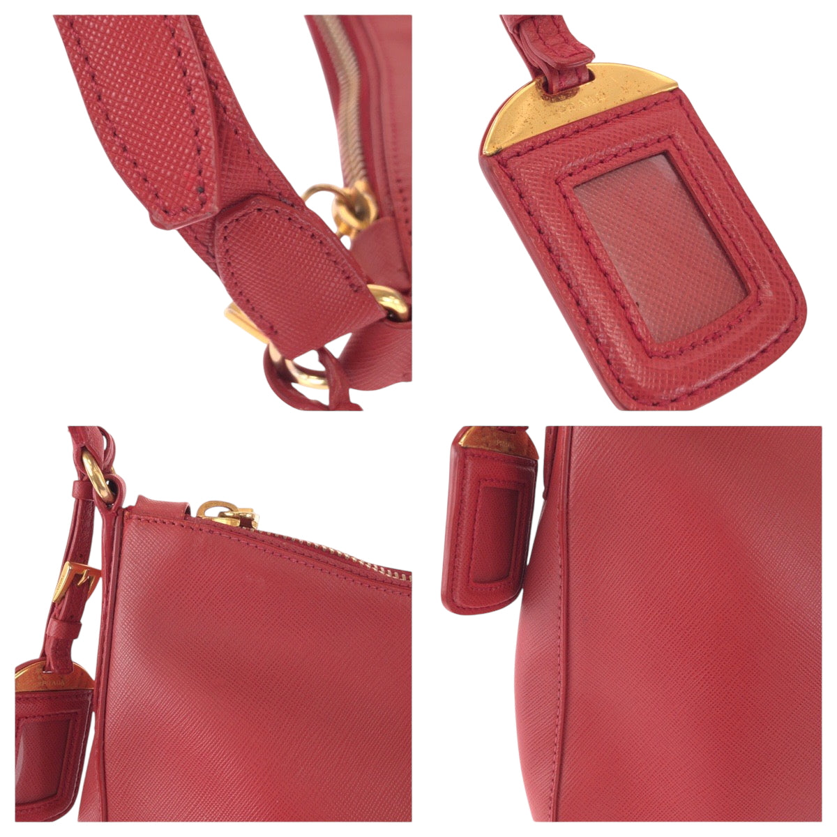 15952
PRADA プラダ サフィアーノ ホーボー レッド ゴールド金具 レザー ワンショルダーバッグ レディース ABP62