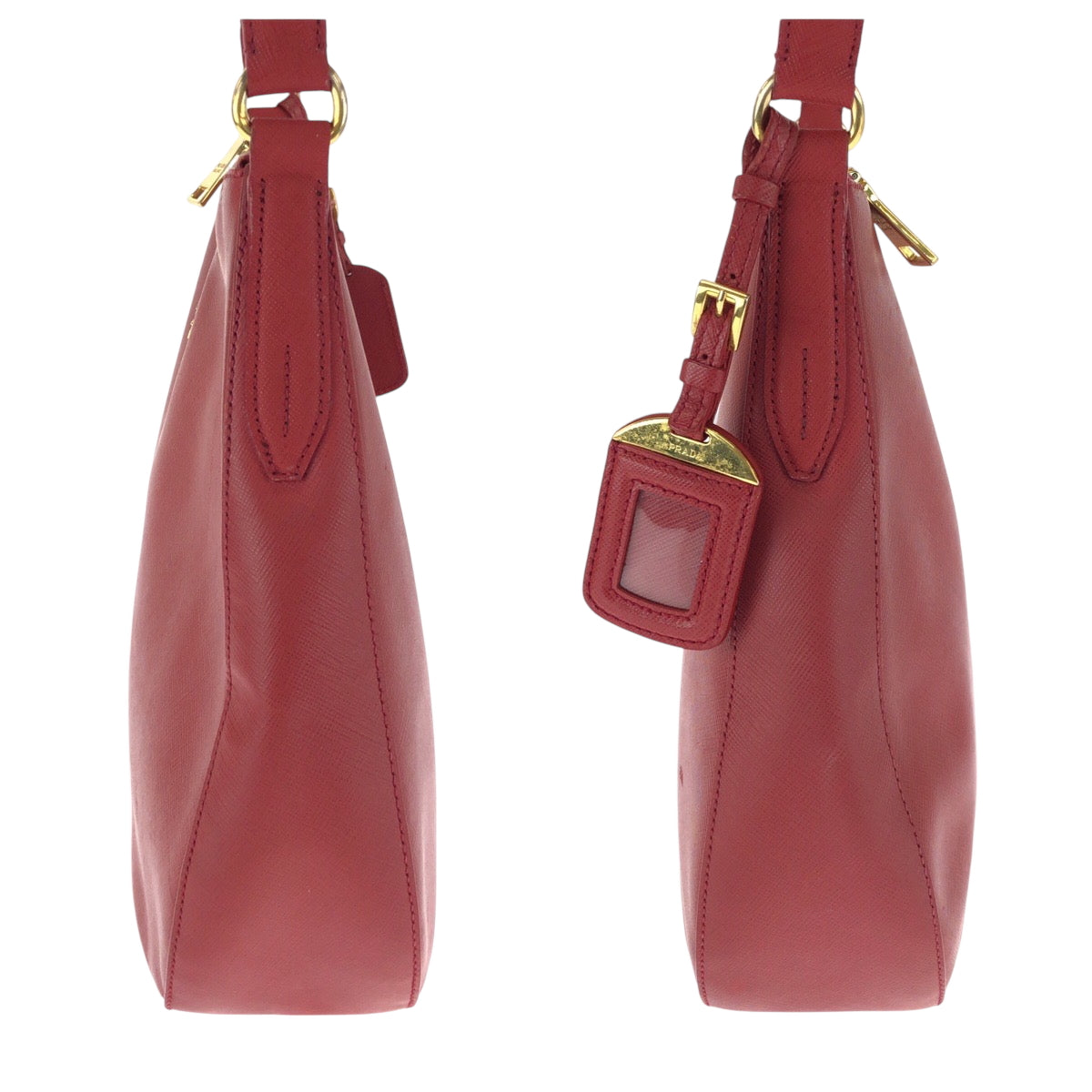 15952
PRADA プラダ サフィアーノ ホーボー レッド ゴールド金具 レザー ワンショルダーバッグ レディース ABP62