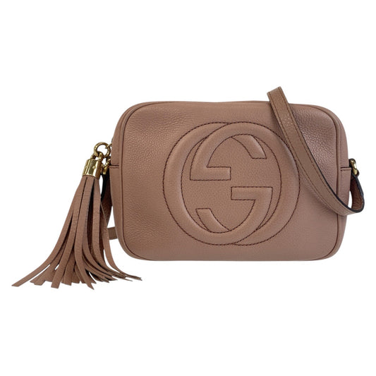 15953
GUCCI グッチ ソーホー ピンクベージュ ゴールド金具 レザー 303364 ショルダーバッグ ポシェット  レディース AB66