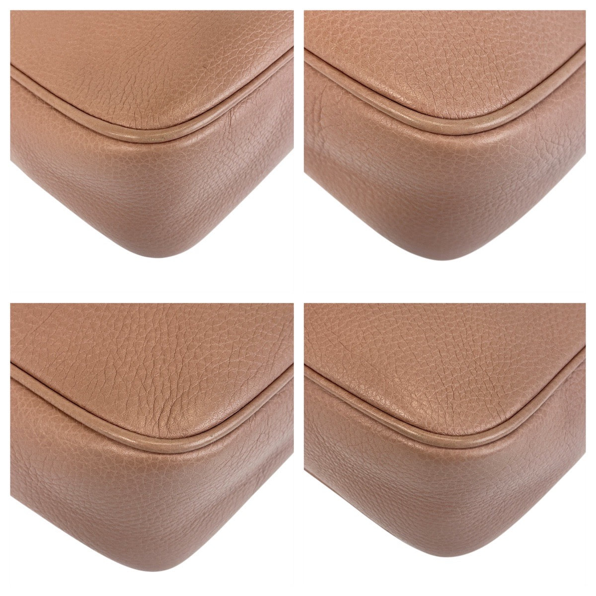 15953
 GUCCI Soho Pink Beige Gold Hardware Leather 303364 Shoulder Bag Pochette Women's