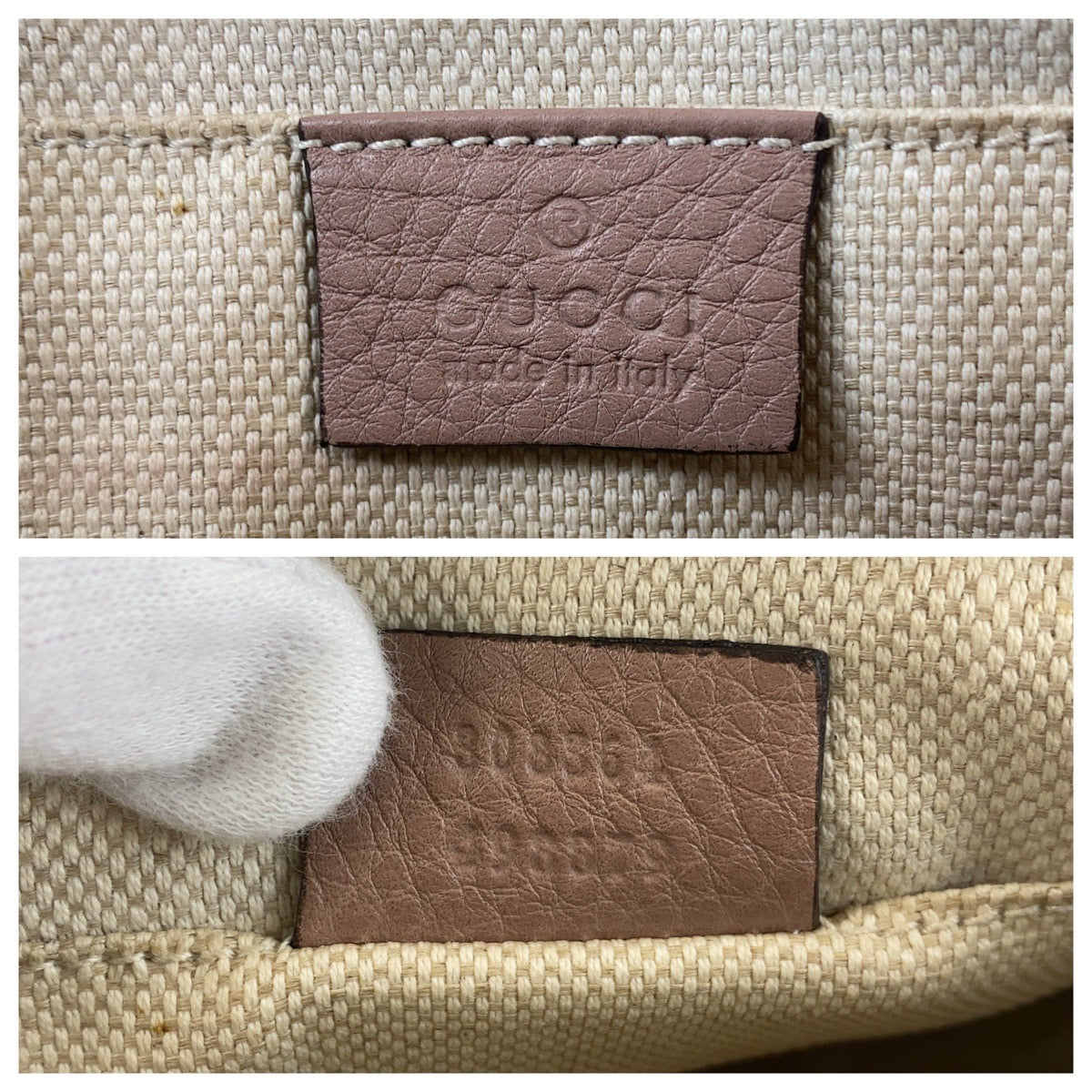 15953
 GUCCI Soho Pink Beige Gold Hardware Leather 303364 Shoulder Bag Pochette Women's