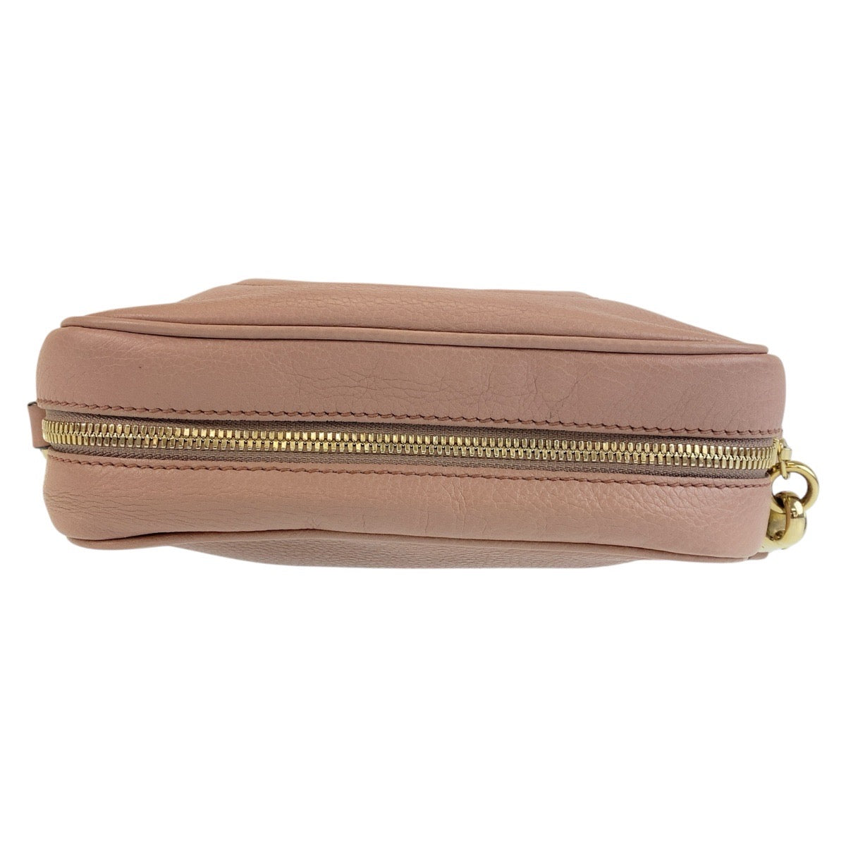 15953
 GUCCI Soho Pink Beige Gold Hardware Leather 303364 Shoulder Bag Pochette Women's