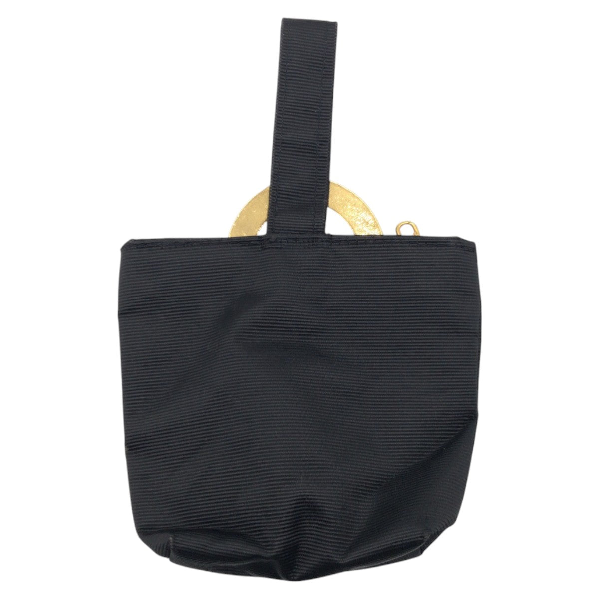 15957
CELINE セリーヌ サークルロゴ ブラック 黒 ゴールド コットン アクセサリーポーチ  レディース
