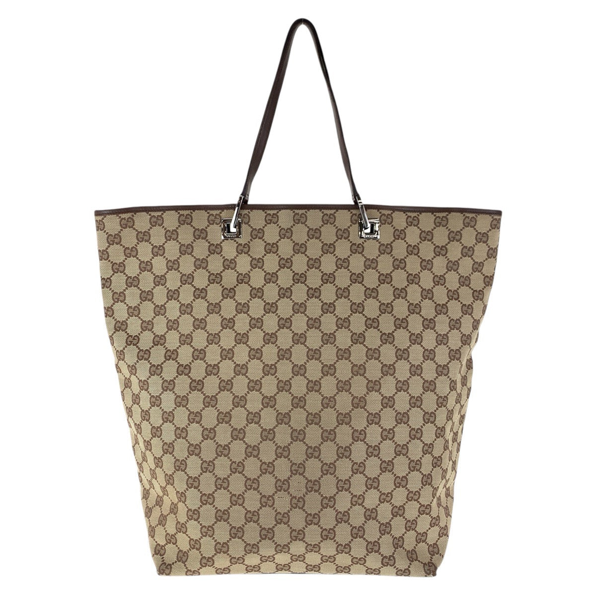 15958
GUCCI グッチ ブラウン シルバー金具 GGキャンバス / レザー 31242 トートバッグ ショルダーバッグ  レディース