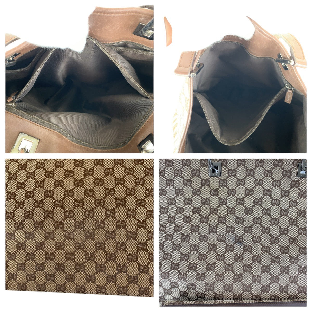 15958
GUCCI グッチ ブラウン シルバー金具 GGキャンバス / レザー 31242 トートバッグ ショルダーバッグ  レディース