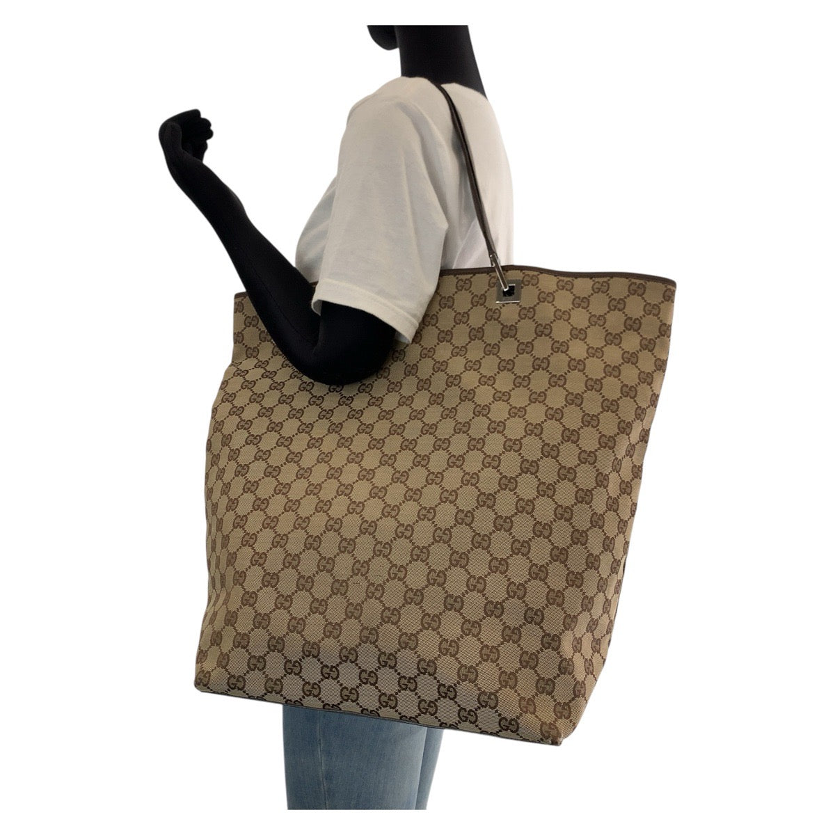 15958
GUCCI グッチ ブラウン シルバー金具 GGキャンバス / レザー 31242 トートバッグ ショルダーバッグ  レディース