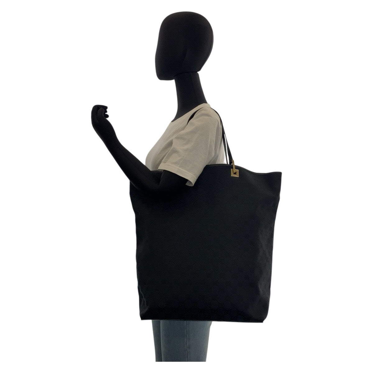 15959
GUCCI グッチ ブラック 黒 ゴールド金具 GGキャンバス / レザー 002 1097 トートバッグ ショルダーバッグ  レディース ABP33