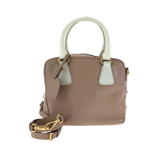 15961
PRADA プラダ サフィアーノ ピンク ホワイト ゴールド金具 レザー ショルダーバッグ ハンドバッグ 2way レディース ABP49