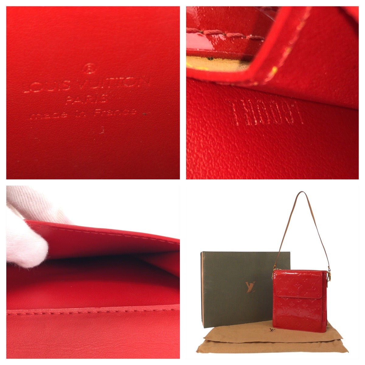15965
LOUIS VUITTON ルイヴィトン モノグラム ヴェルニ モット ルージュ ゴールド金具 エナメル M91137 ショルダーバッグ  レディース