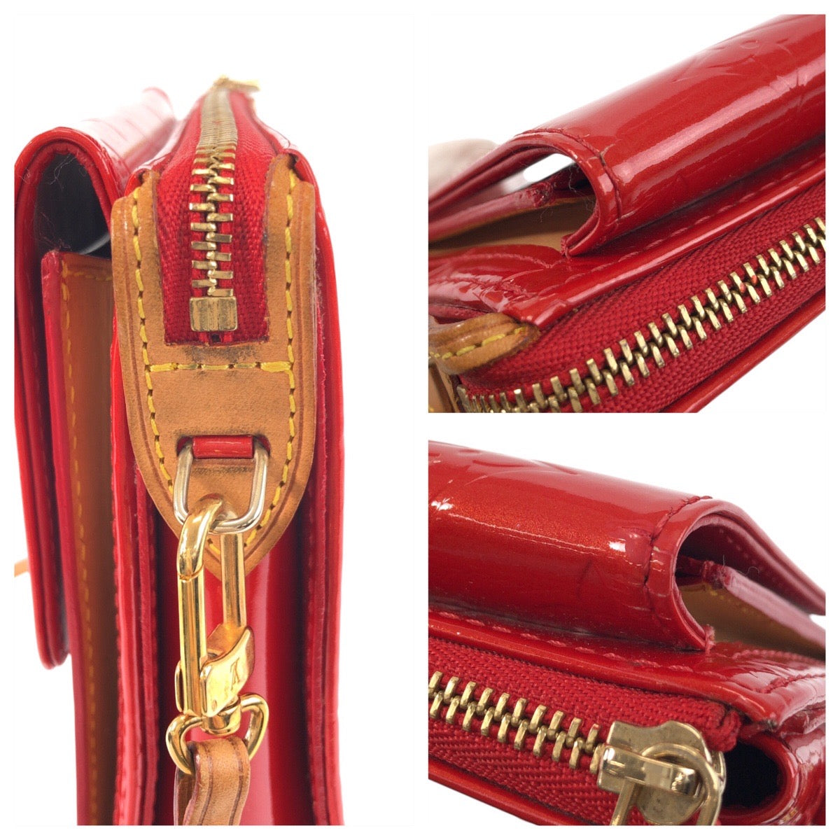 15965
LOUIS VUITTON ルイヴィトン モノグラム ヴェルニ モット ルージュ ゴールド金具 エナメル M91137 ショルダーバッグ  レディース